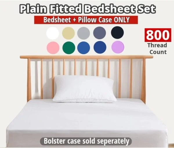 Singapore Local Brand Colorful Cotton Fitted Bedsheet with Pillow Case set Single Super Single Queen King 800TC