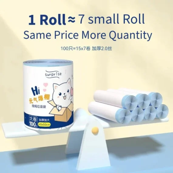 【Just $0.65】BIG roll Plastic Trash bag 100 pcs thicker bag